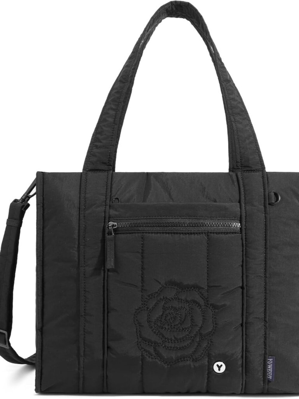 Puffer Tote Bag for Women, Lightweight Laptop Travel Tote Bags with Cup Holder &